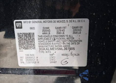 2021 GMC Terrain Fwd Sle из США, поврежденный, VIN 3GKALMEV5ML397905